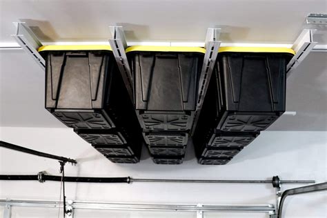 Ez Slide Tote Storage System Overhead Garage Storage Garage Door Nation