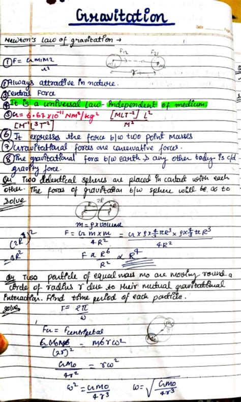 Gravitation Handwritten Notes Neet Physics Notes Pdf Shop