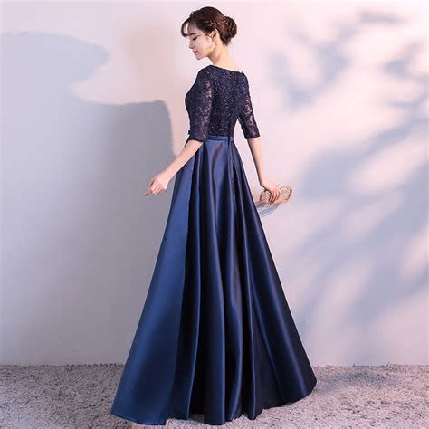 Navy Blue Evening Dresses Long Elegant Simple Formal Dress Plus Size