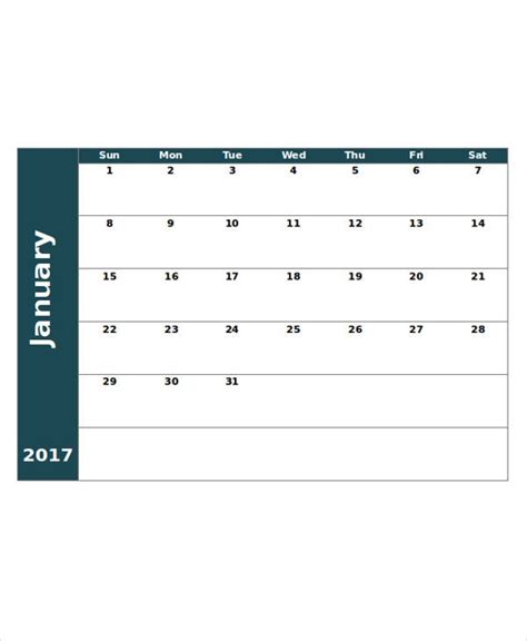 Printable Blank Calendar Template 9 Free Word Excel Pdf Documents