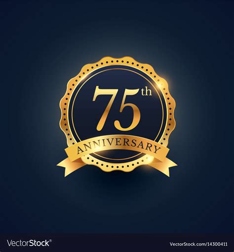 75th Anniversary Celebration Badge Label Vector Image