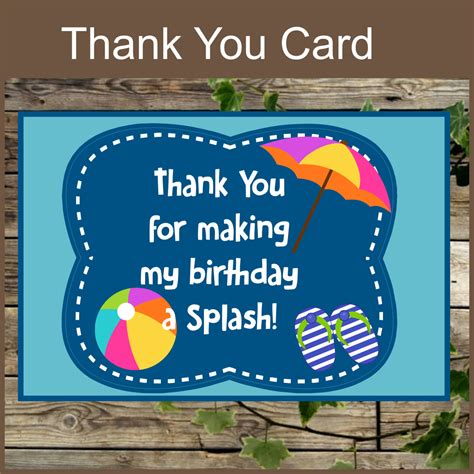 Don't know what to say? Pool Party Printable Thank You Card / Instant Download
