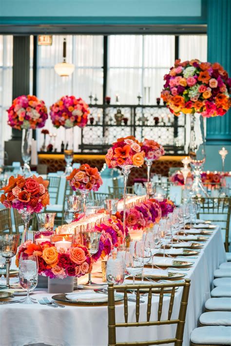 Pink And Orange Wedding Flowers Centerpieces Chicago Wedding Harold