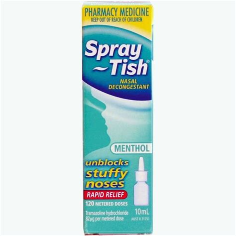 Spray Tish Menthol 10ml Metered Dose Nasal Mist Pump Spray 120 Medicines And Treatments Cough