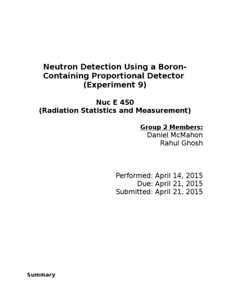 Radiation from computers and cordless phones can not compete due to the low. Neutron Detection using a Boron-containing proportional ...