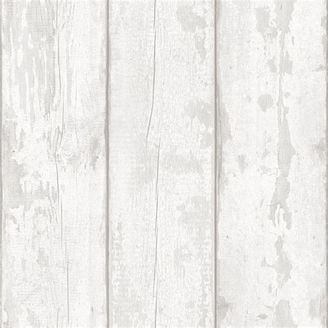 Arthouse Distressed Wood Panel Effect Wallpaper In White