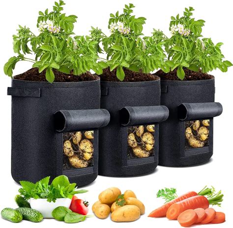 3 Pack 10 Gallon Plant Grow Bags With Flap H Home Mart Potato Grow Bag