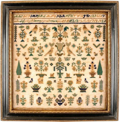 Pillow model stitched on 28ct creme brulee linen (or fabric of your choice). Antiques | 1stdibs | Needlework, Embroidery sampler ...