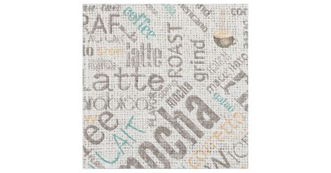 Coffee On Burlap Word Cloud Teal Id283 Fabric Zazzle