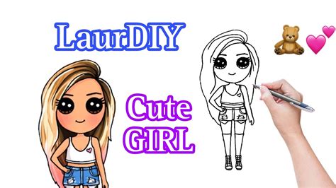how to draw a pretty laurdiy girl clipart to draw step by step dl cute things youtube