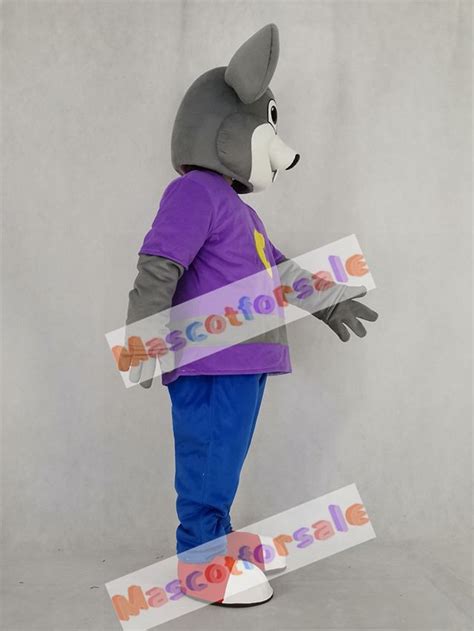 Chuck E Cheese Mascot Costume Mouse With Purple Coat