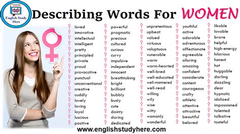Words To Describe A Woman You Love Adjective Describing Words Excellent Friendship Words