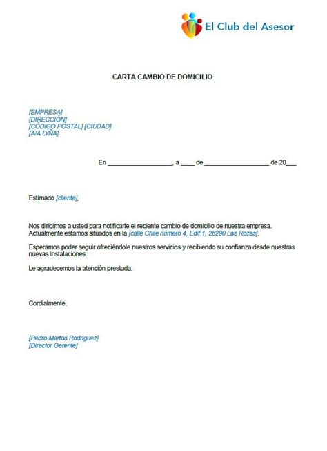 Carta Por Cambio De Domicilio Cartas Domicilios Gestion Empresarial