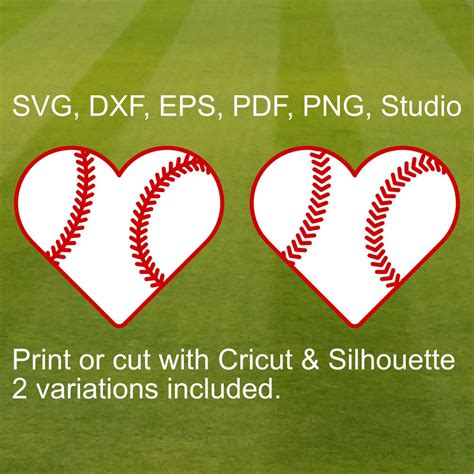 Baseball Heart SVG file for Cricut & Silhouette, Heart shaped Baseball