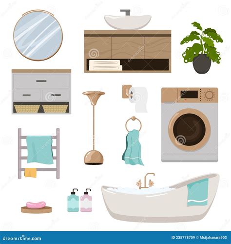 Elements Of Furniture For Home Bathroom Set Stock Vector Illustration