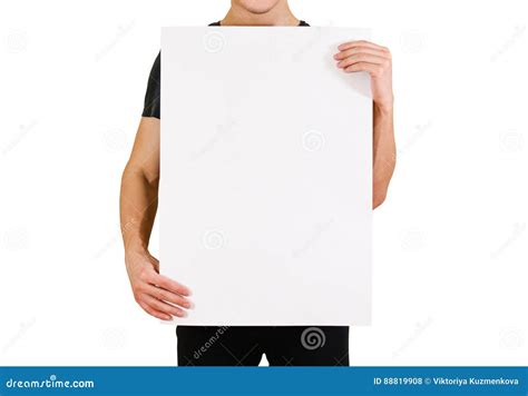 Man Showing Blank White Big A2 Paper Leaflet Presentation Pamphlet