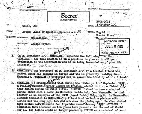 Hitler ‘escaped Germany And Fled To Colombia Claims Cia Document Huffpost World