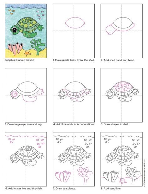 Follow along with us and learn how to draw a cute cartoon turtle!email a photo of your art: How to Draw a Cute Turtle | Sea turtle art, Art projects ...