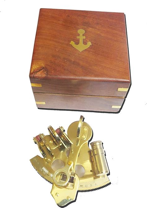 thorinstruments with device 4″ captain brass sextant with hardwood wooden box bigamart