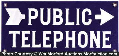Porcelain Public Telephone Sign • Antique Advertising