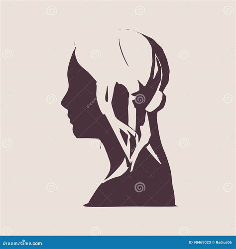 Silhouette Of A Female Head Face Side View Stock Vector