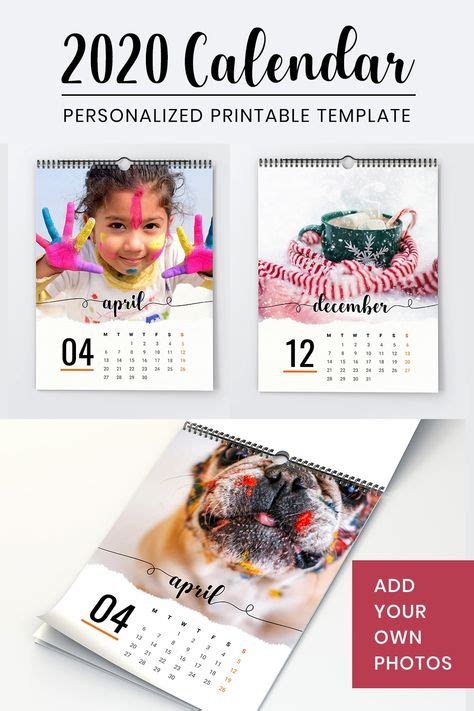 2020 Printable Calendar Template Add Your Own Photos Editable Photo