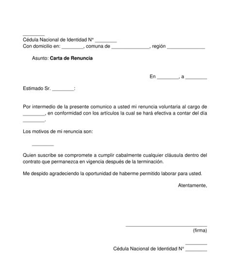 Carta De Renuncia Voluntaria Modelo Word Y PDF