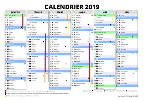 Calendrier 2019 à Imprimer Jours Fériés Vacances Calendriers Pdf