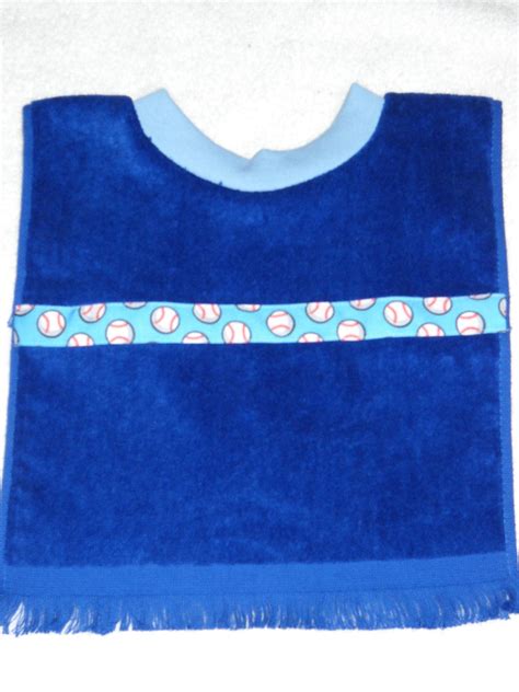 Baby Bib Handmade Terry Cloth Towel Royal Blue With Baseball Trim Ebay