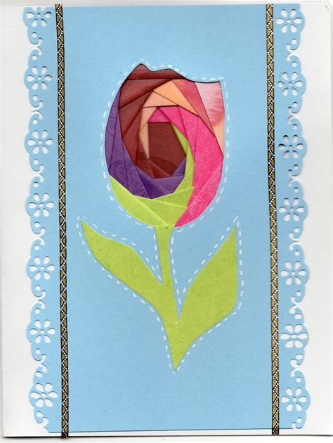 This was challenging to find a focal point big enough to fill the card. INKY JANE: Tulip iris folding