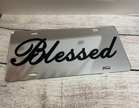 Mirror Chrome License Plate Car Tag Blessed Etsy