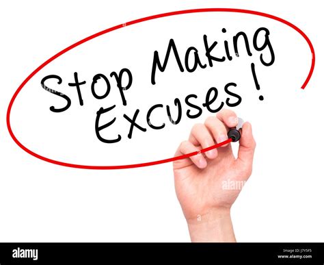Man Hand Writing Stop Making Excuses With Black Marker On Visual Screen