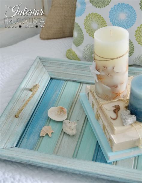 How To Turn A Picture Frame Into A Coastal Serving Tray Interior