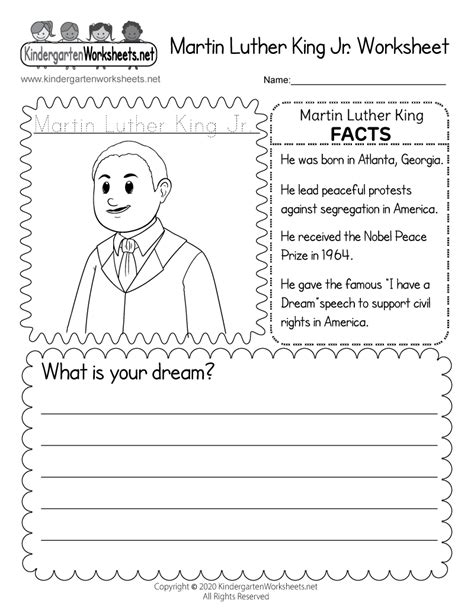 Martin Luther King Jr Coloring Worksheet Free Kindergarten Holiday