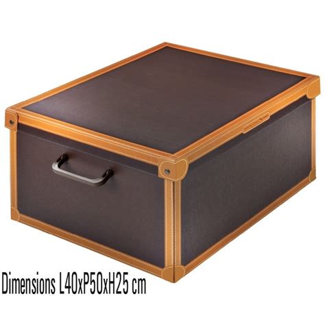 Surface plastifiée pour une plus grande durabilité, effet cuir. Boite de rangement carton décorative avec couvercle, décor ...