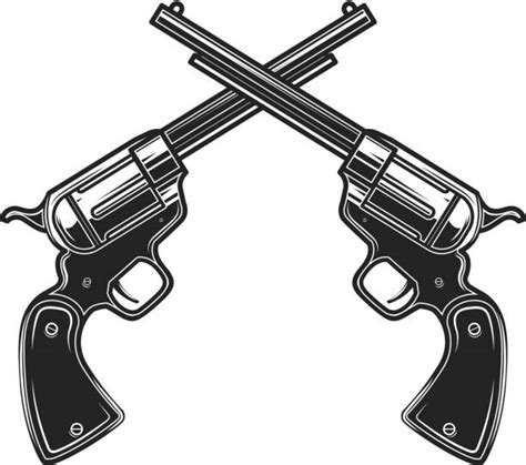 Drawing Of A Crossed Pistols Tattoo Illustrations Royalty Free Vector