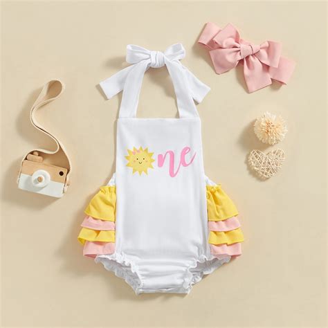 Citgeett Summer Infant Baby Girls Bodysuit Set Sleeveless Sun Letters