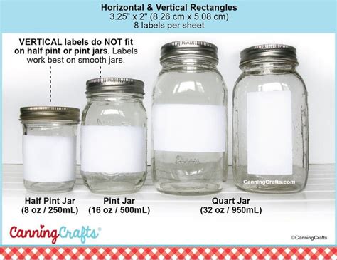 Canning Label Size Charts For Regular And Wide Mouth Mason Jars