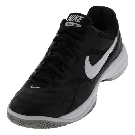 Nike Mens Court Lite Wide Tennis Shoes In Black And White