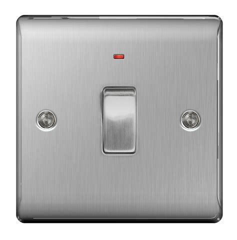 Bg Nexus Nbs31 20 Amp Double Pole Switch With Neon Brushed Steel
