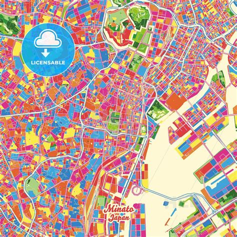 Minato Tokyo Japan Crazy Colorful Map Print Template In 2022