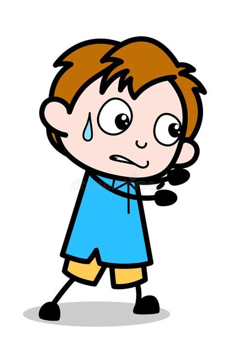 Sweating School Boy Cartoon Character Vector Illustration Stock
