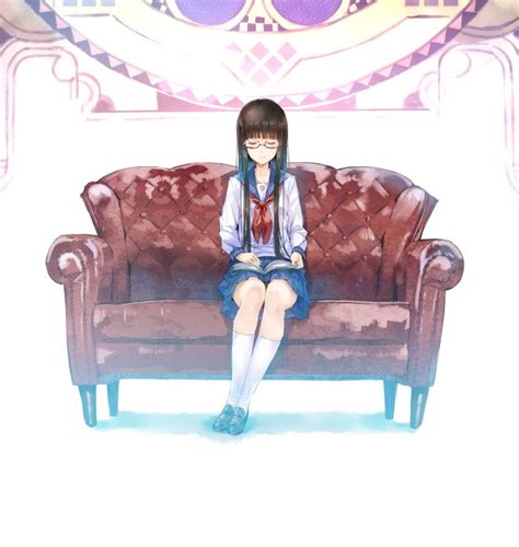 Anime Girl Sitting On Couch Manga Girl Anime Manga Anime Art Sitting