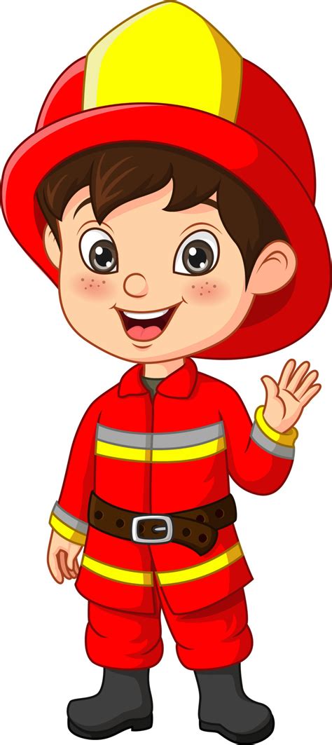 Cute Little Boy Wearing Fireman Costume 5112882 Vector Art At Vecteezy