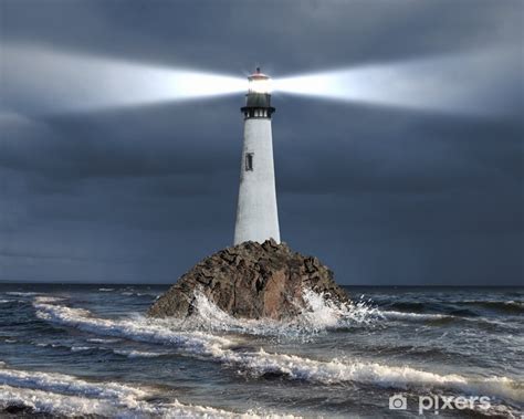 Wall Mural Lighthouse With A Beam Of Light Pixersus