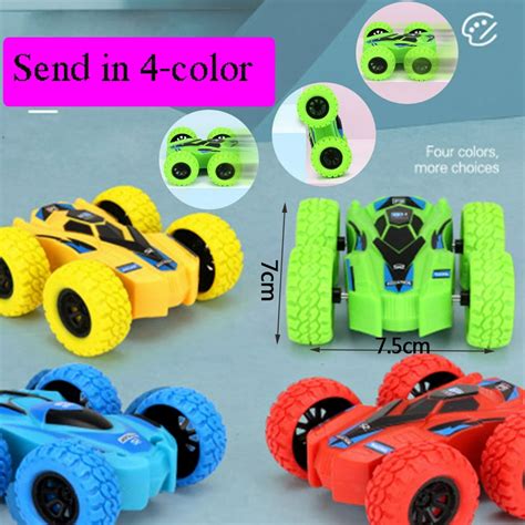 4 Pack Car Toys For Boys Friction Powered Cars Double Side Trucks Toys