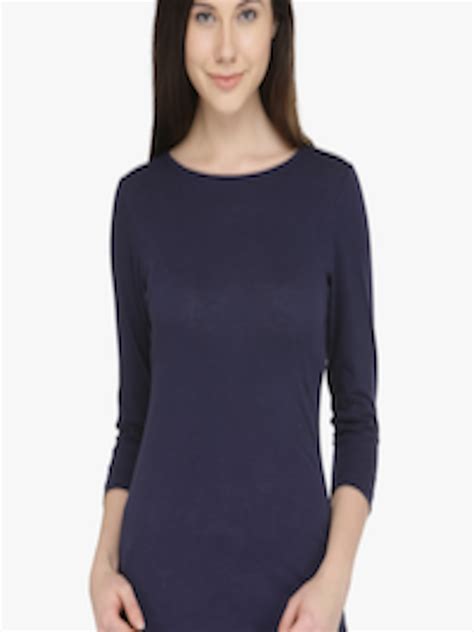 Buy Navy Blue Solid T Shirt Tunics For Women 7180874 Myntra