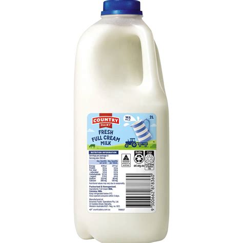 country dairy full cream milk 2l woolworths