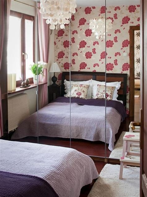 Wardrobe Mirror Doors Floral Wallpaper Bedroom Furniture