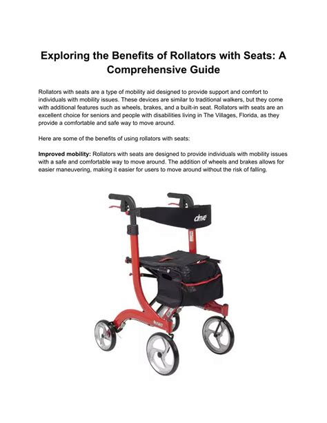 Ppt Exploring The Benefits Of Rollators With Seats A Comprehensive